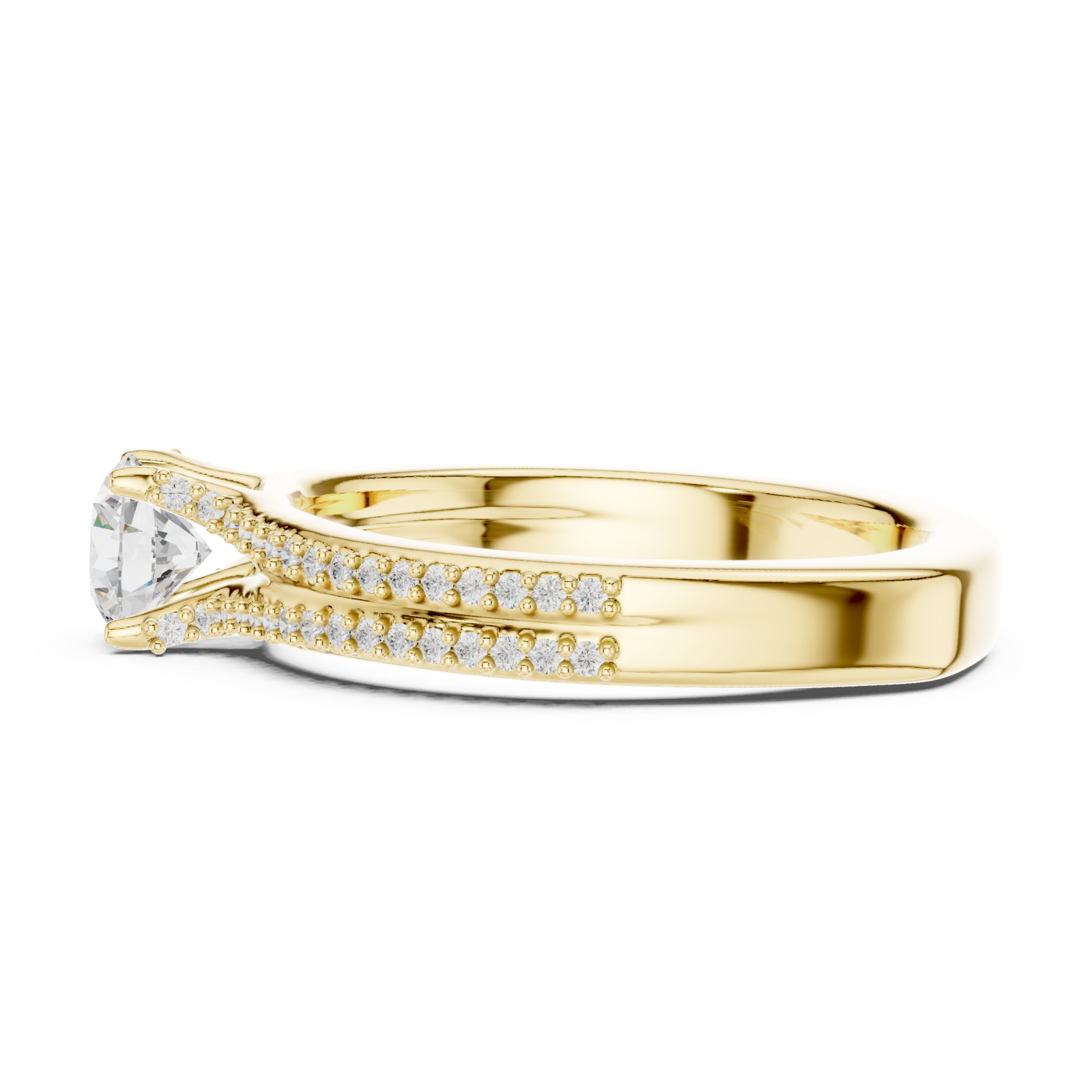  Gold Brilliant Embrace Halo Accent Engagement Ring Side View