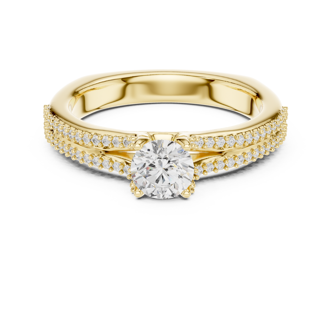 Gold Brilliant Embrace Halo Accent Engagement Ring Right View