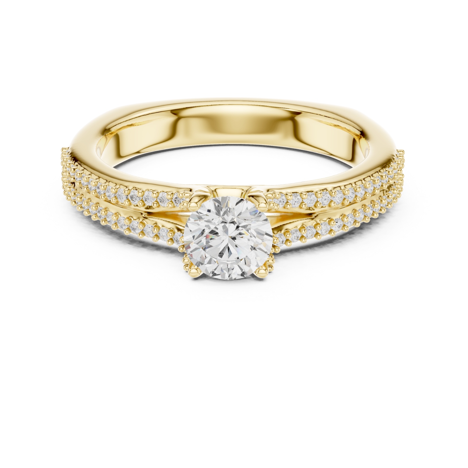  Gold Brilliant Embrace Halo Accent Engagement Ring Front View