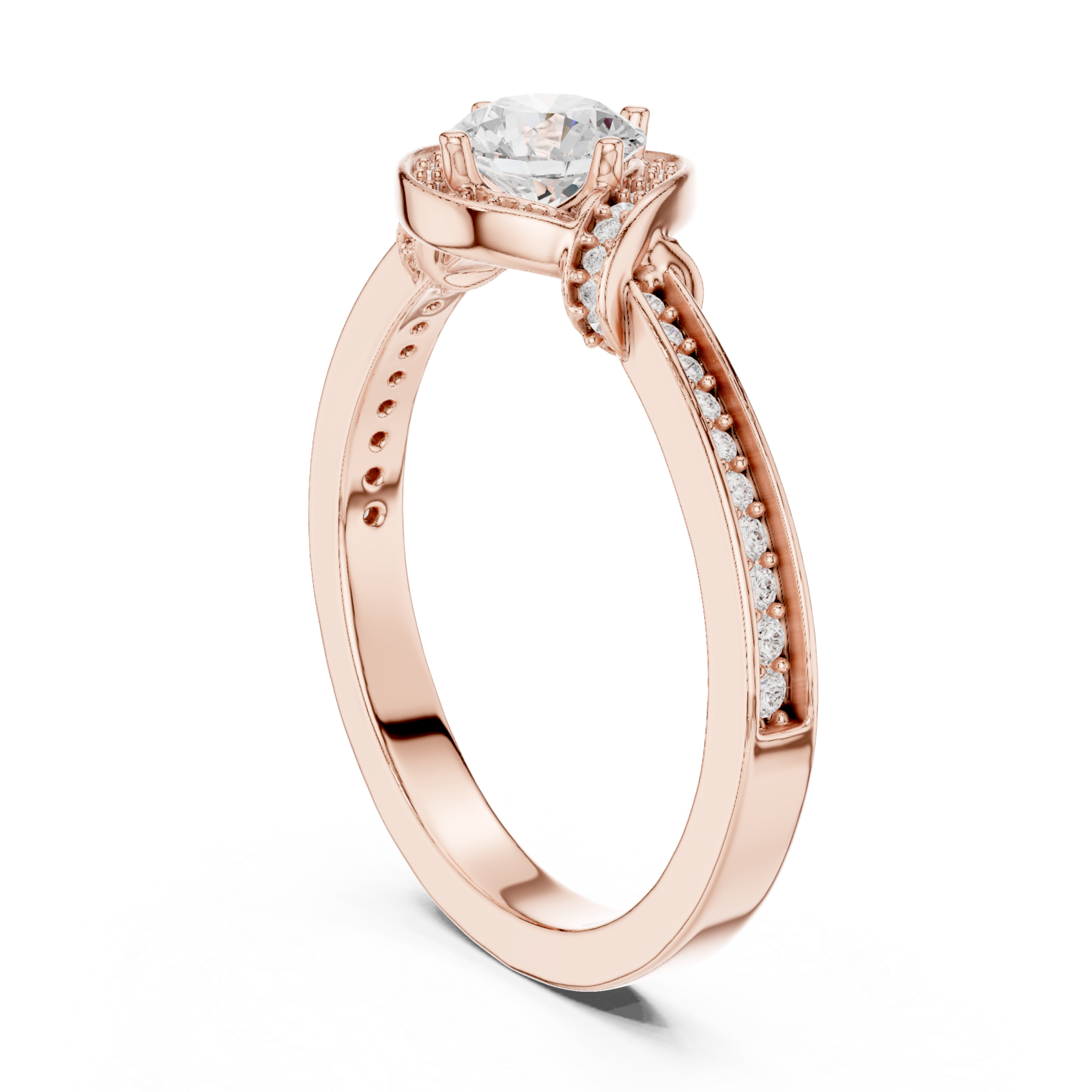  Rose Gold Radiant Embrace Sculpted Solitaire Band Left View