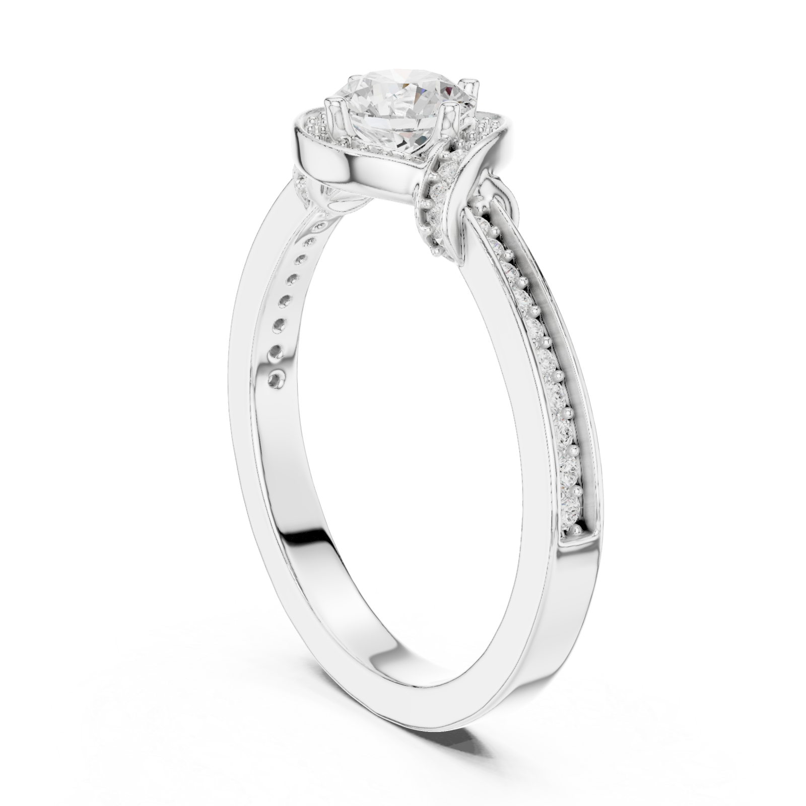  White Gold Radiant Embrace Sculpted Solitaire Band Left View