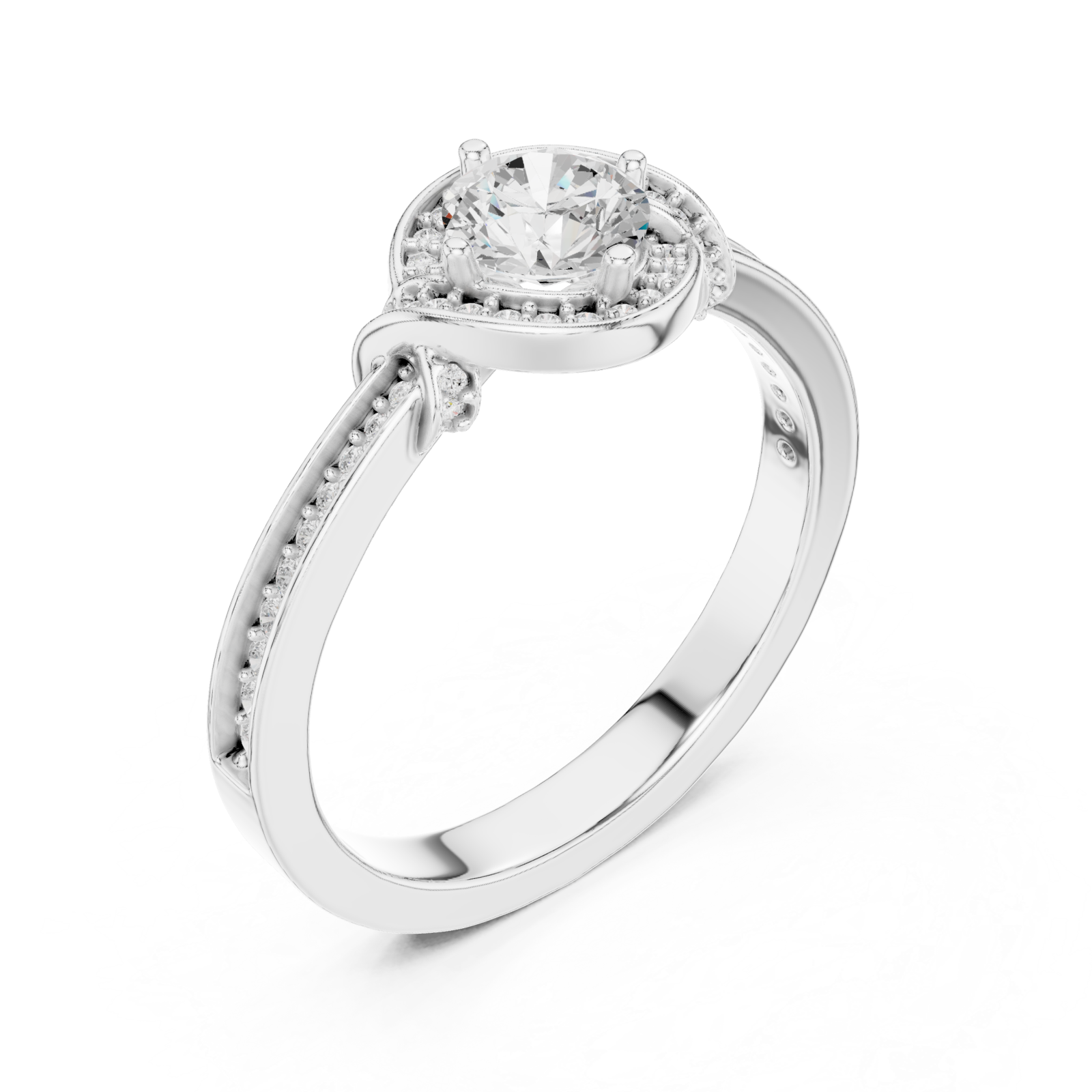  White Gold Radiant Embrace Sculpted Solitaire Band Right View