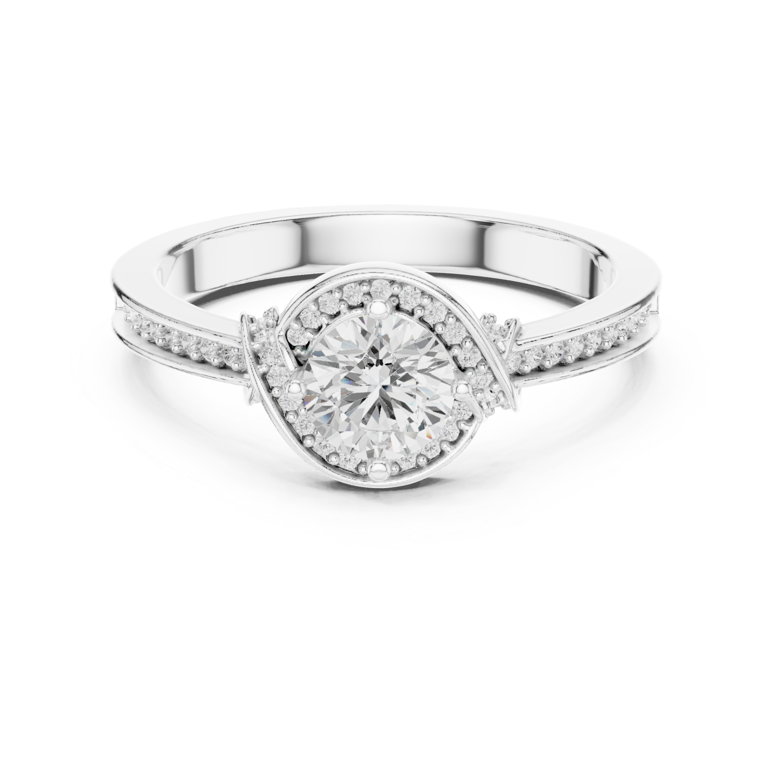  White Gold Radiant Embrace Sculpted Solitaire Band Front View
