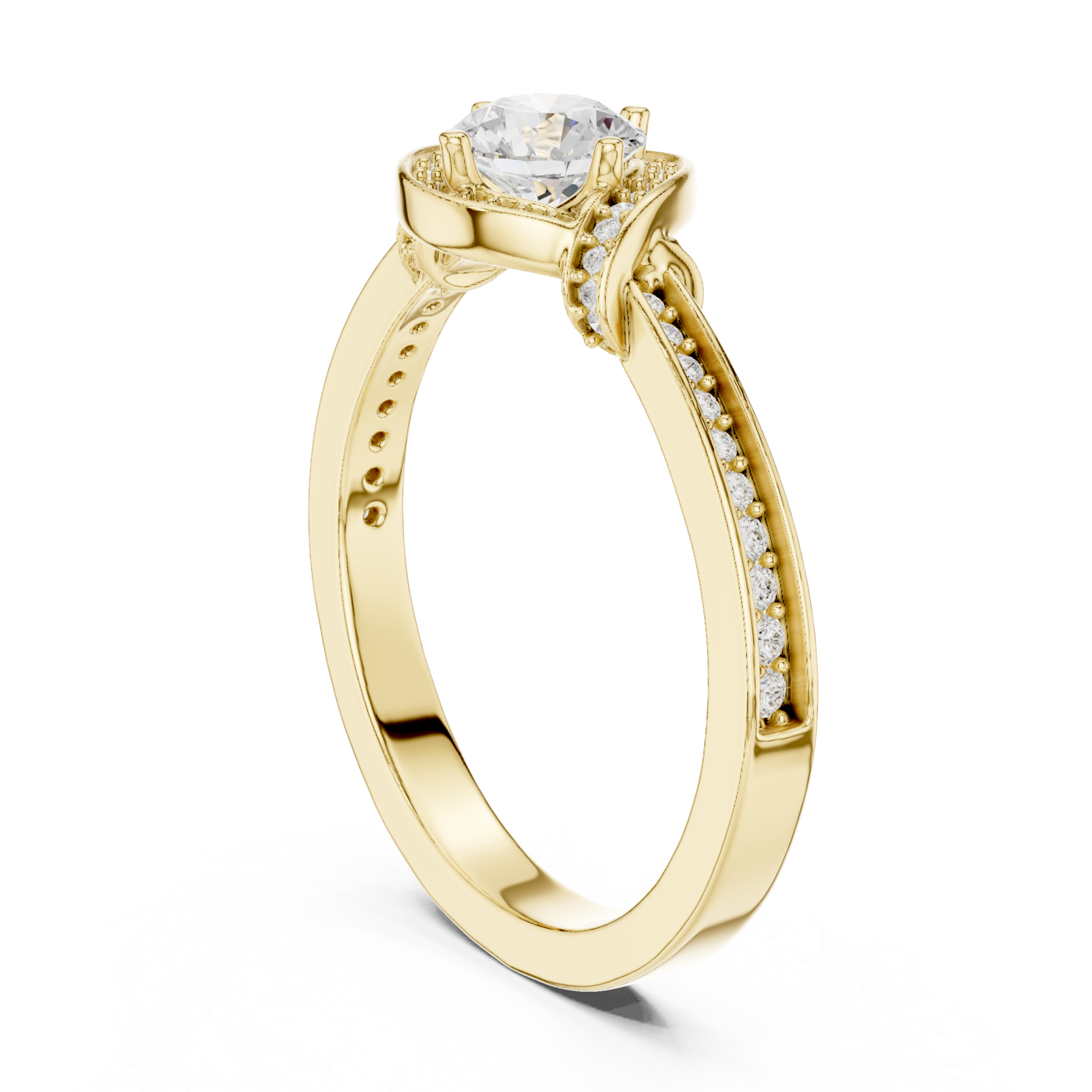  Gold Radiant Embrace Sculpted Solitaire Band Left View