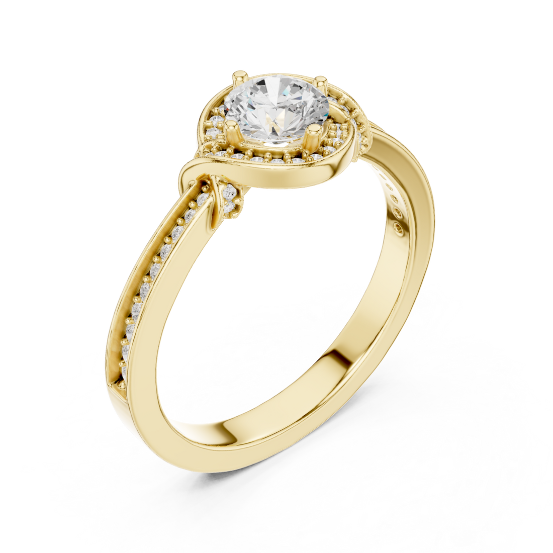 Gold Radiant Embrace Sculpted Solitaire Band Right View
