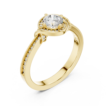 Gold Radiant Embrace Sculpted Solitaire Band Right View
