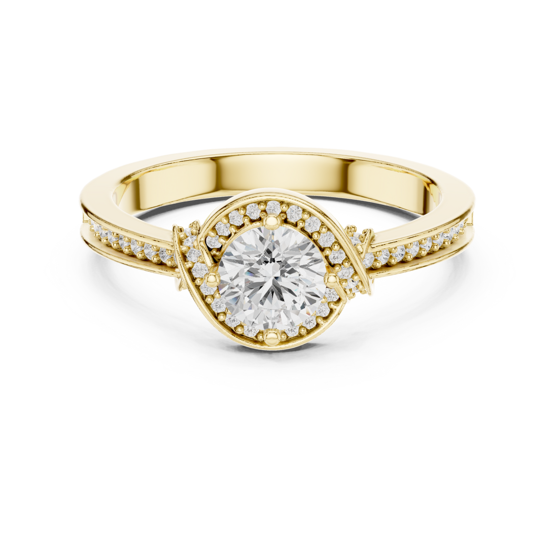 Gold Radiant Embrace Sculpted Solitaire Band Right View