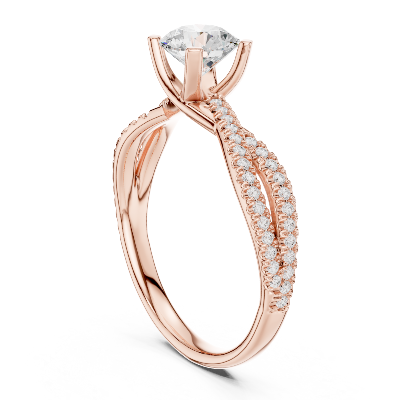  Rose Gold Majestic Halo Opulence Solitaire Band Left View