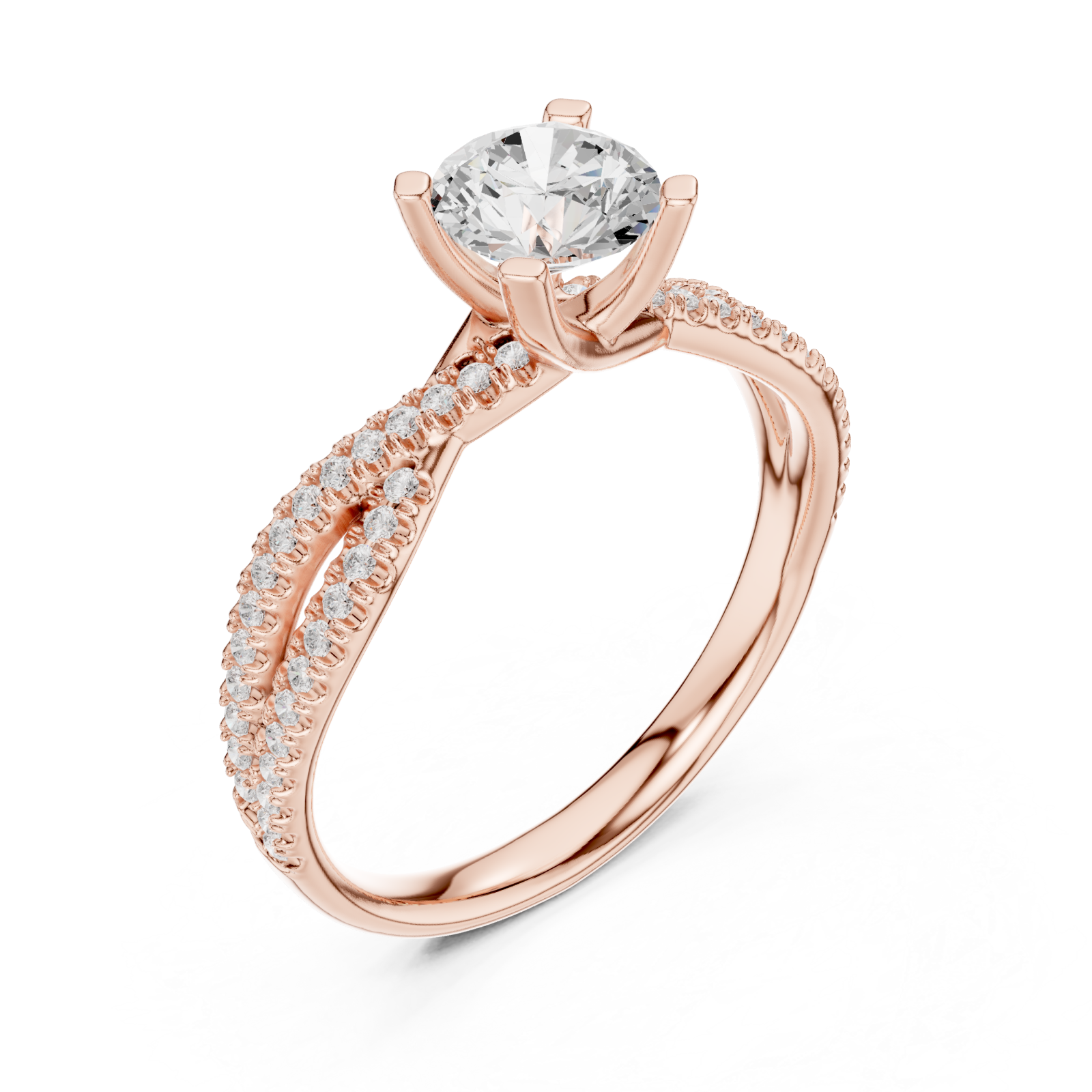  Rose Gold Majestic Halo Opulence Solitaire Band Right View