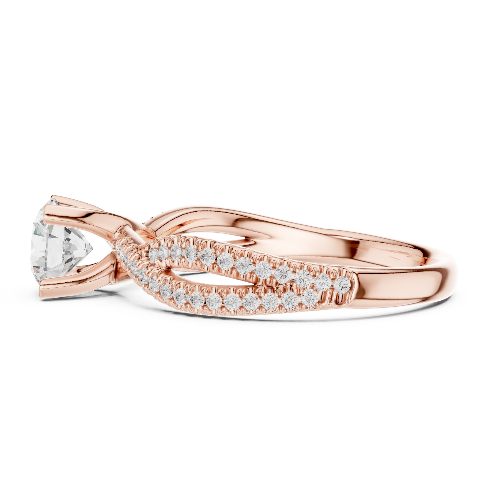  Rose Gold Majestic Halo Opulence Solitaire Band Side View