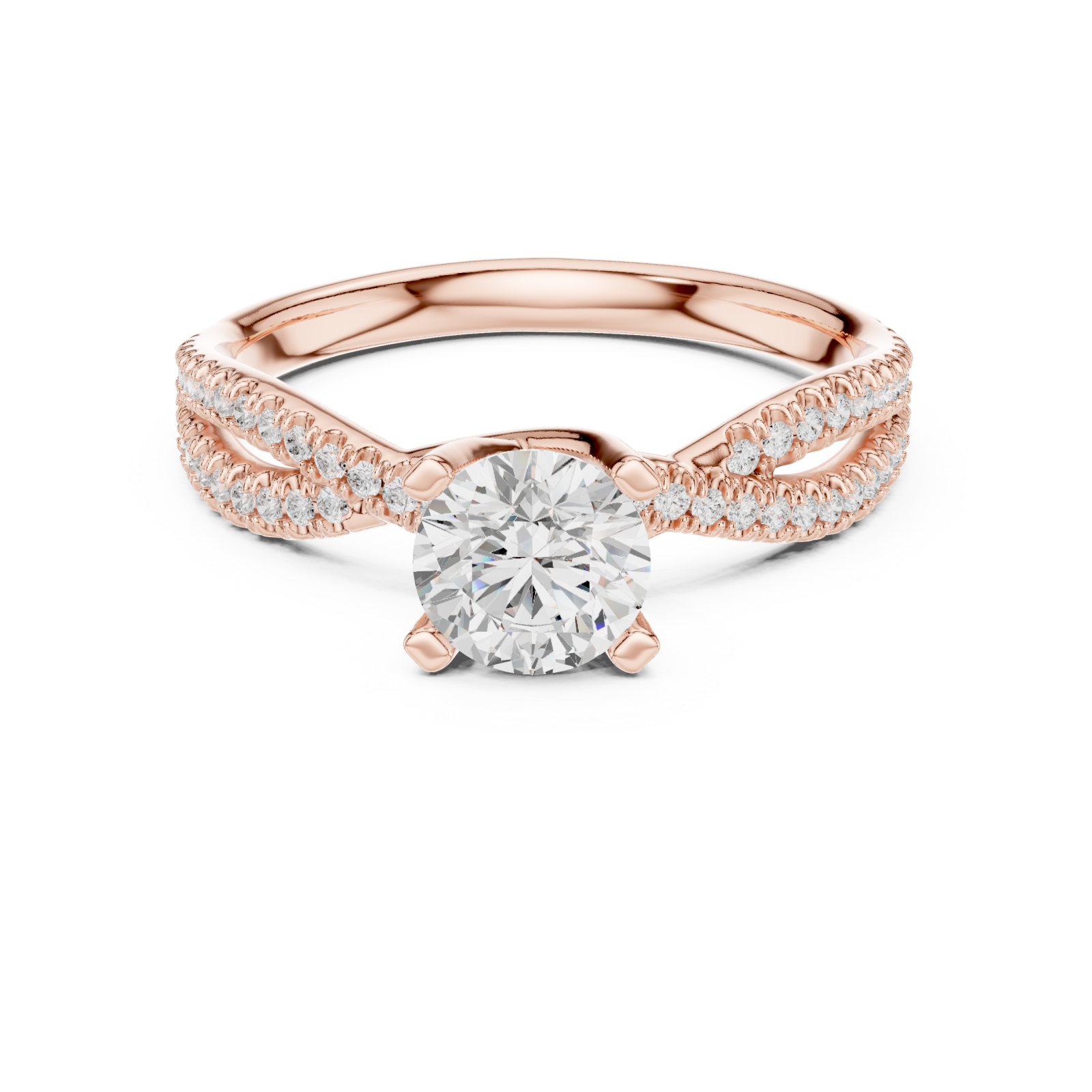  Rose Gold Majestic Halo Opulence Solitaire Band Front View