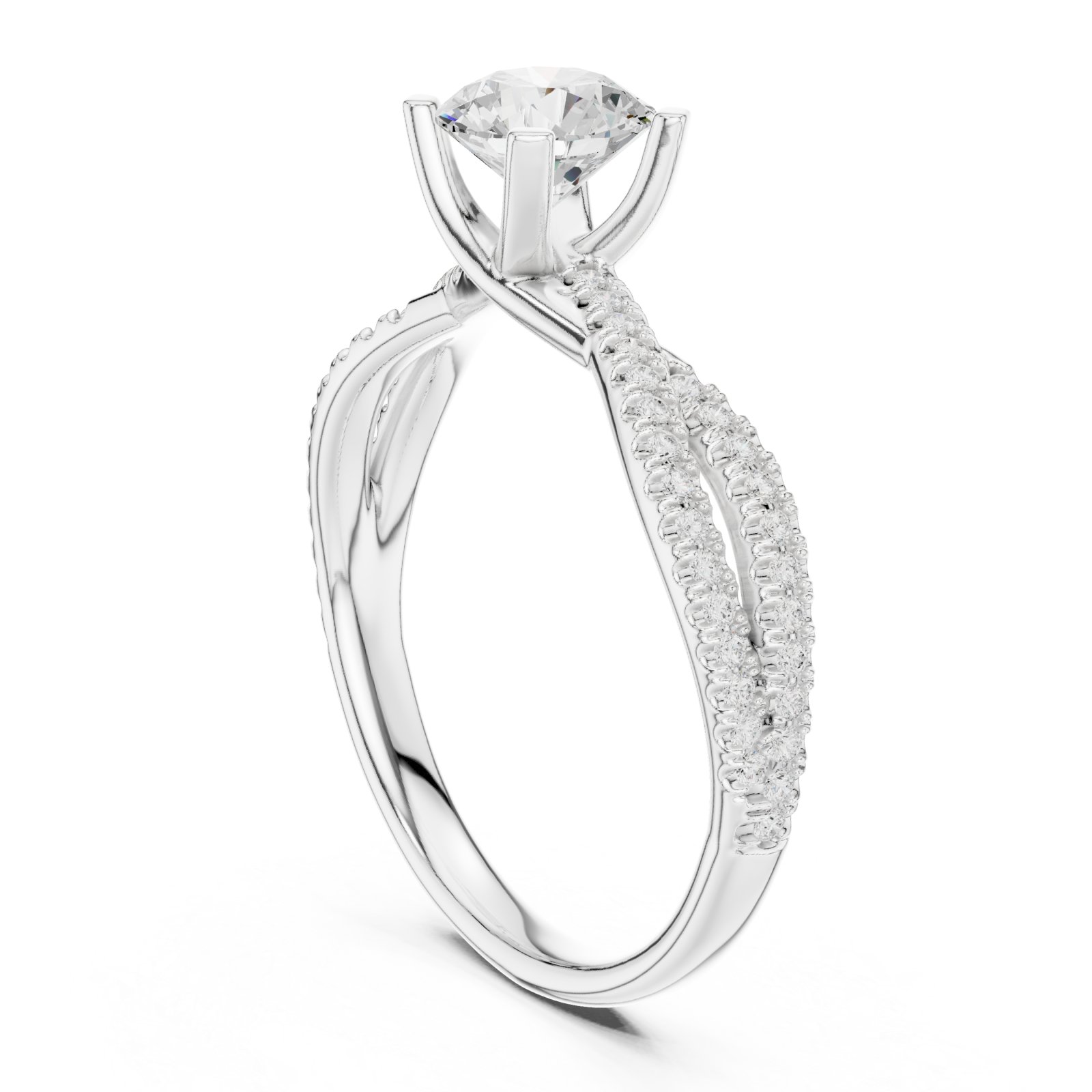  White Gold Majestic Halo Opulence Solitaire Band Left View