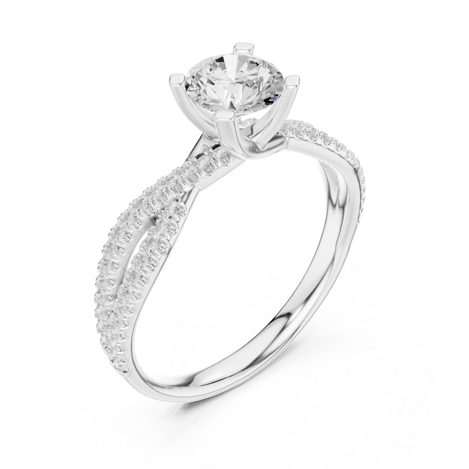  White Gold Majestic Halo Opulence Solitaire Band Right View