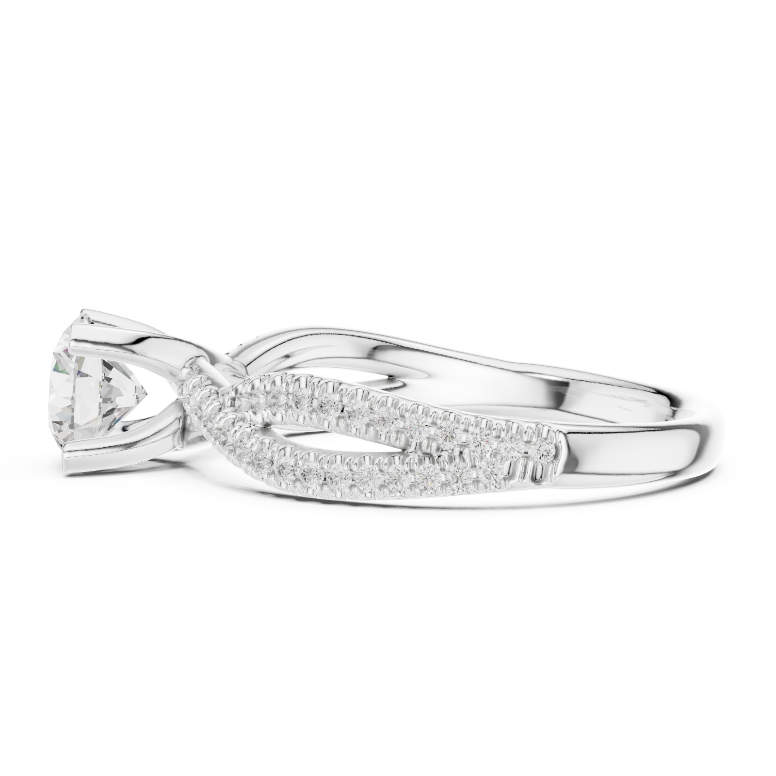  White Gold Majestic Halo Opulence Solitaire Band Side View