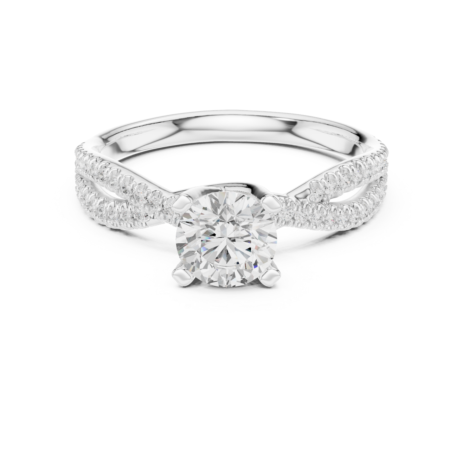  White Gold Majestic Halo Opulence Solitaire Band Front View