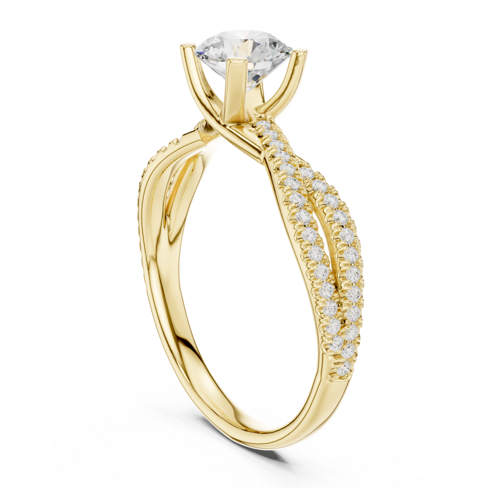  Gold Majestic Halo Opulence Solitaire Band Left View