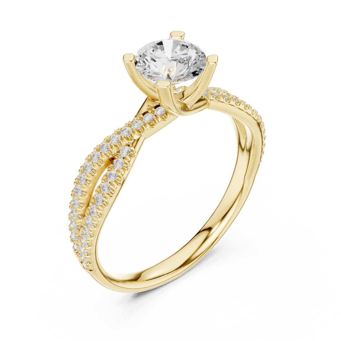 Gold Majestic Halo Opulence Solitaire Band Right View