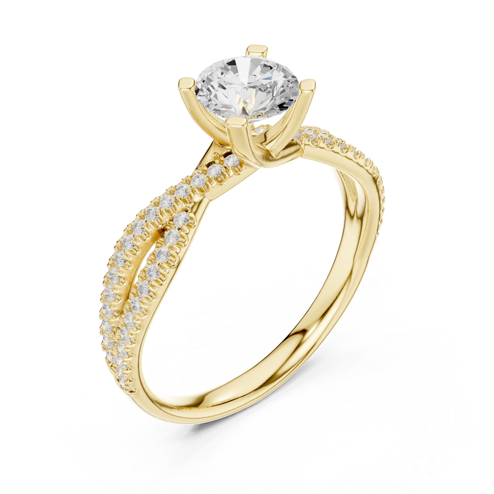 Gold Majestic Halo Opulence Solitaire Band Right View