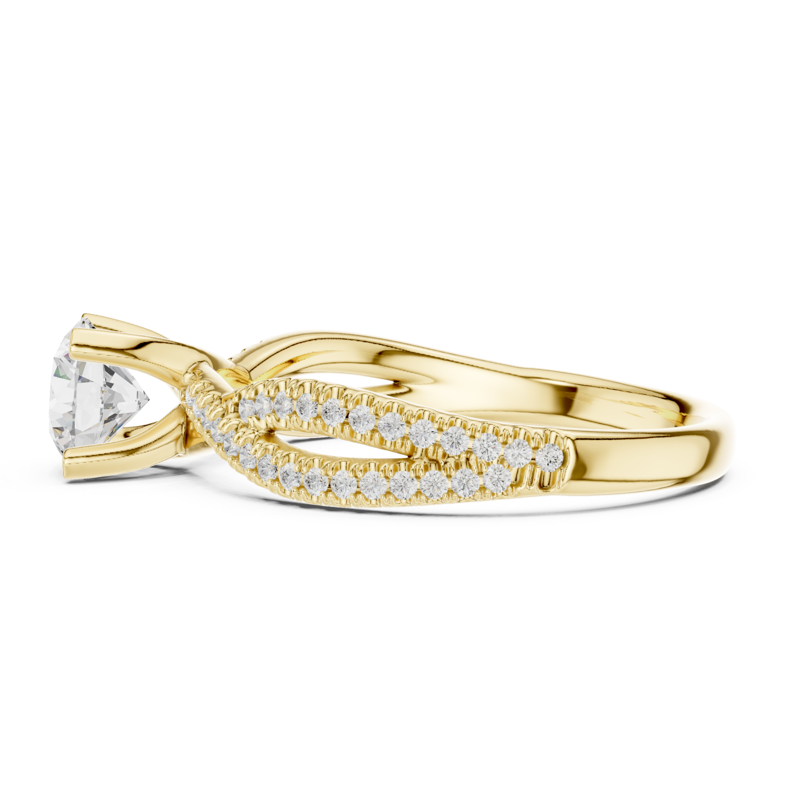  Gold Majestic Halo Opulence Solitaire Band Side View