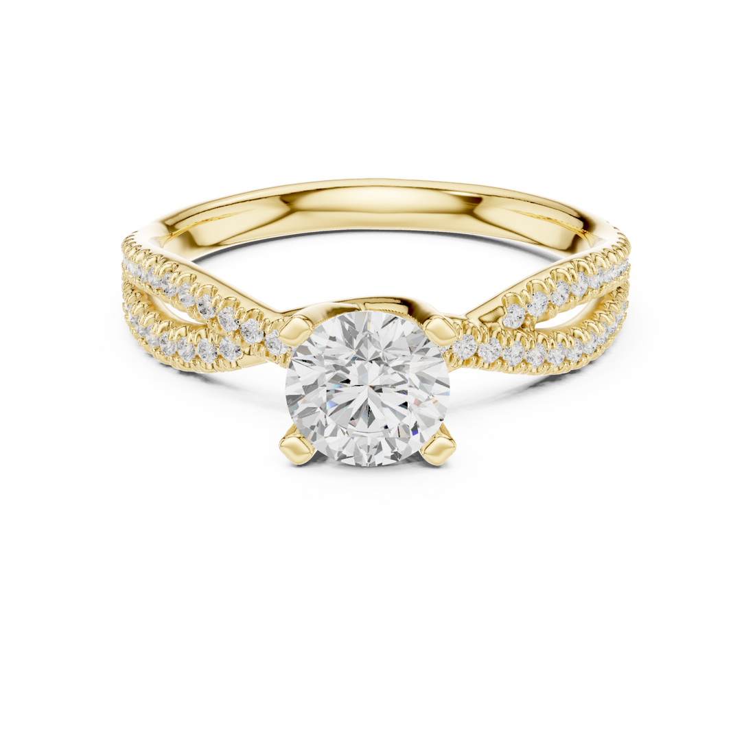 Gold Majestic Halo Opulence Solitaire Band Right View