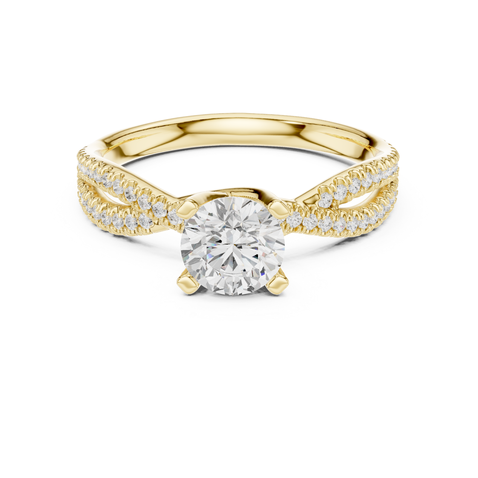  Gold Majestic Halo Opulence Solitaire Band Front View