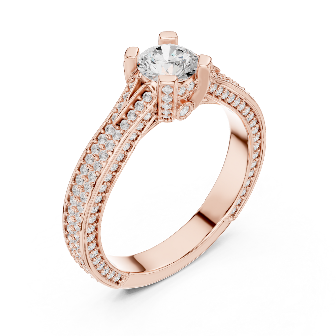  Rose Gold Lumina Cascade Prong Set Ring Right View