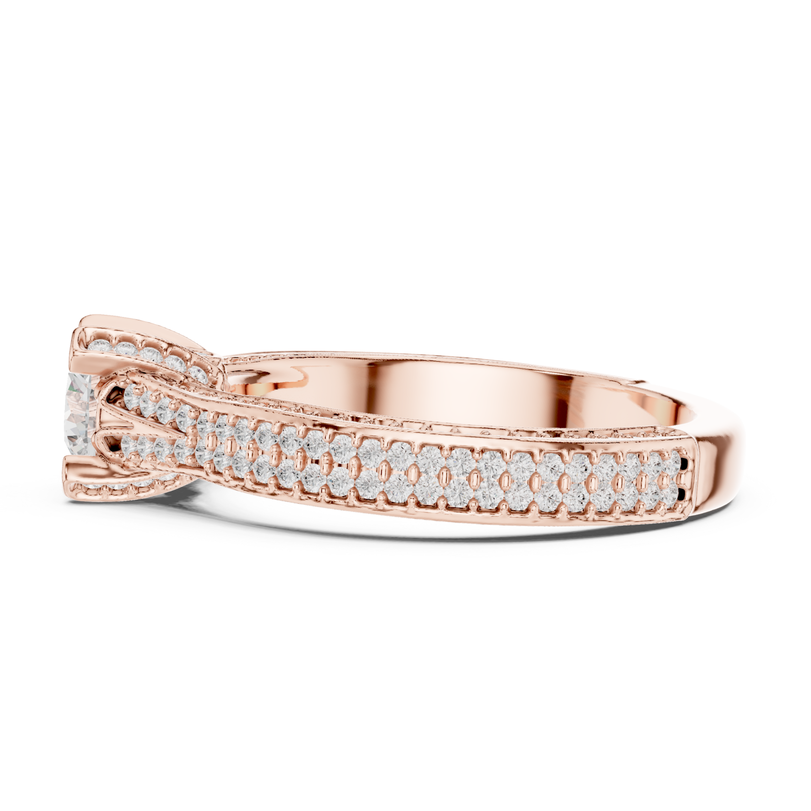  Rose Gold Lumina Cascade Prong Set Ring Side View