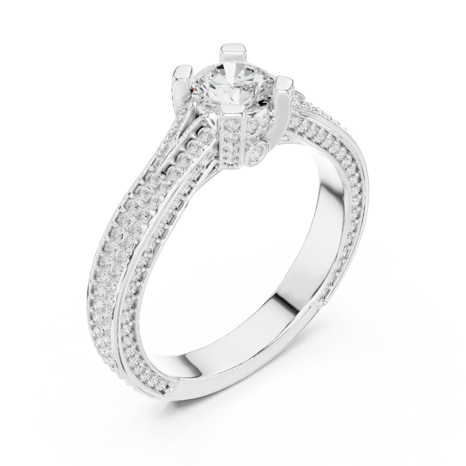  White Gold Lumina Cascade Prong Set Ring Right View