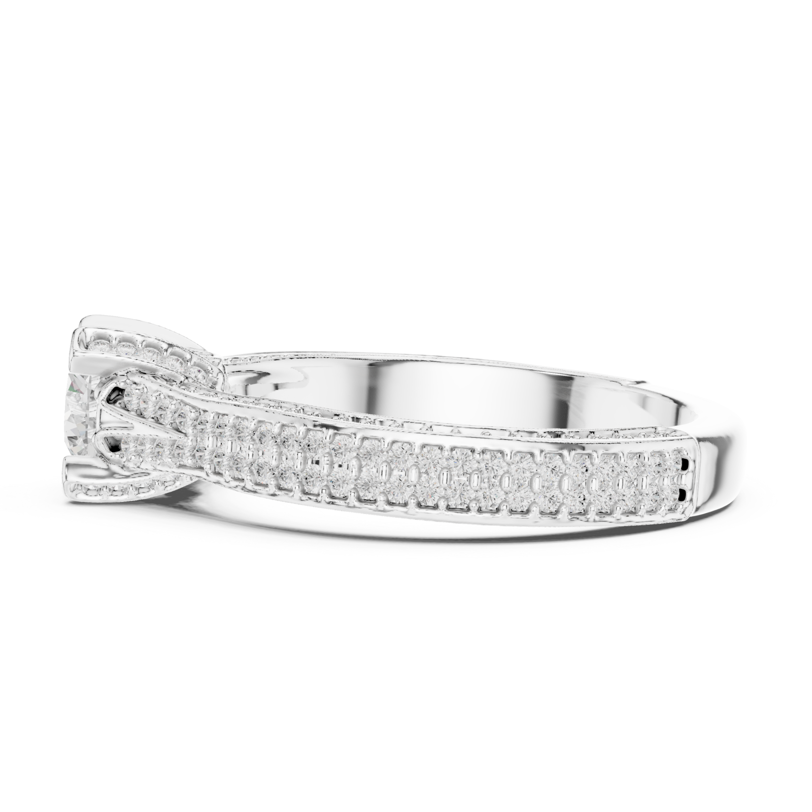  White Gold Lumina Cascade Prong Set Ring Side View