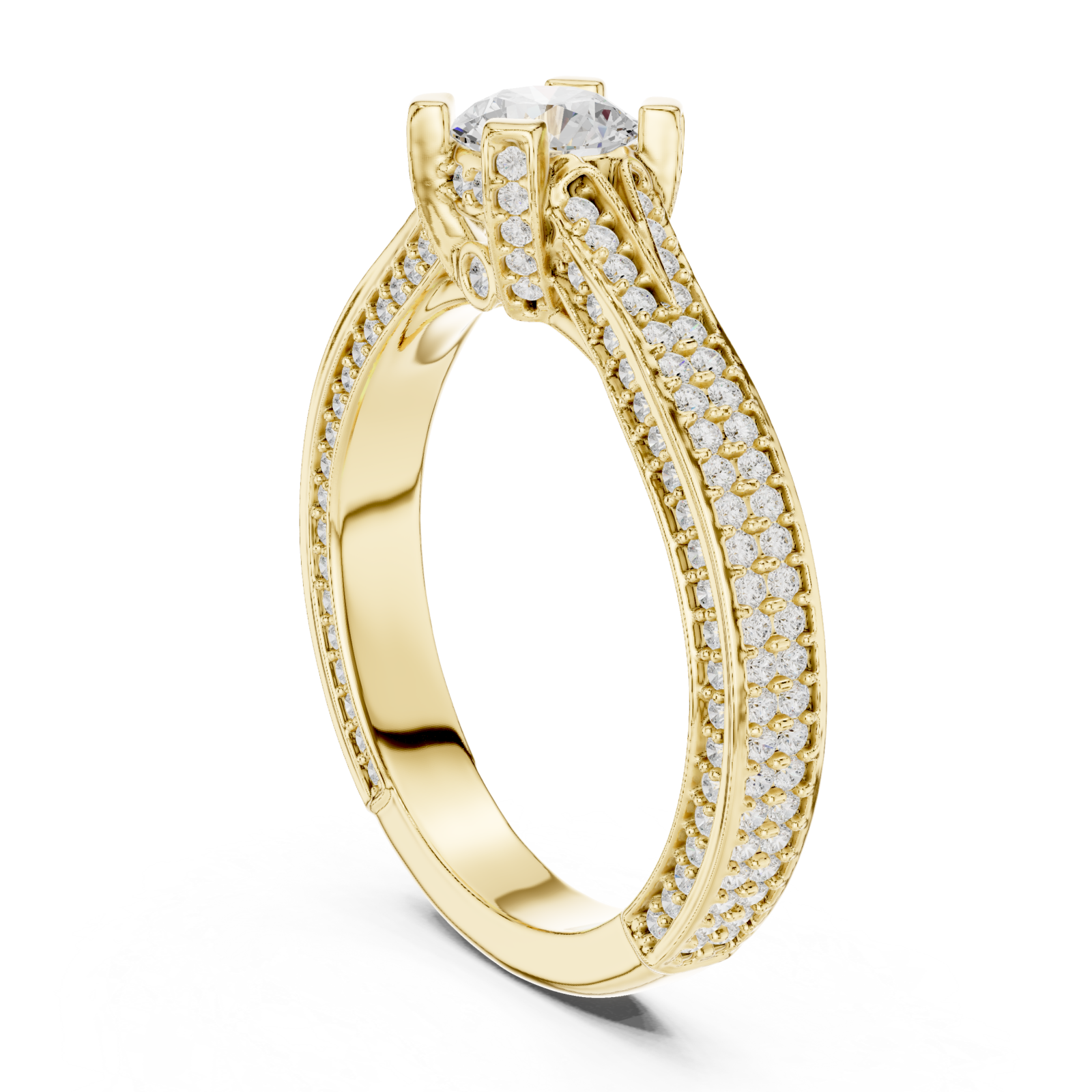  Gold Lumina Cascade Prong Set Ring Left View