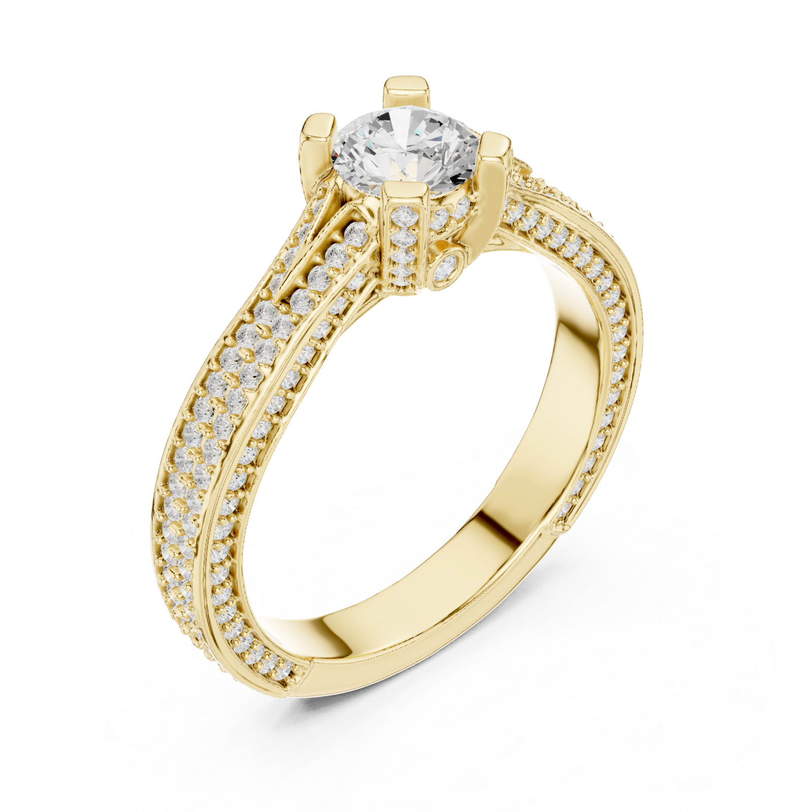 Gold Lumina Cascade Prong Set Ring Right View