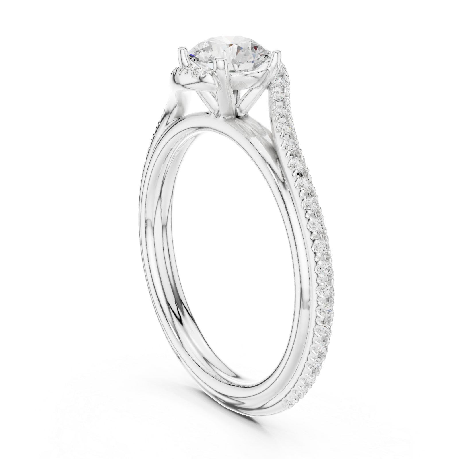  White Gold Radiant Whisper Duo Band Solitaire Ring Left View