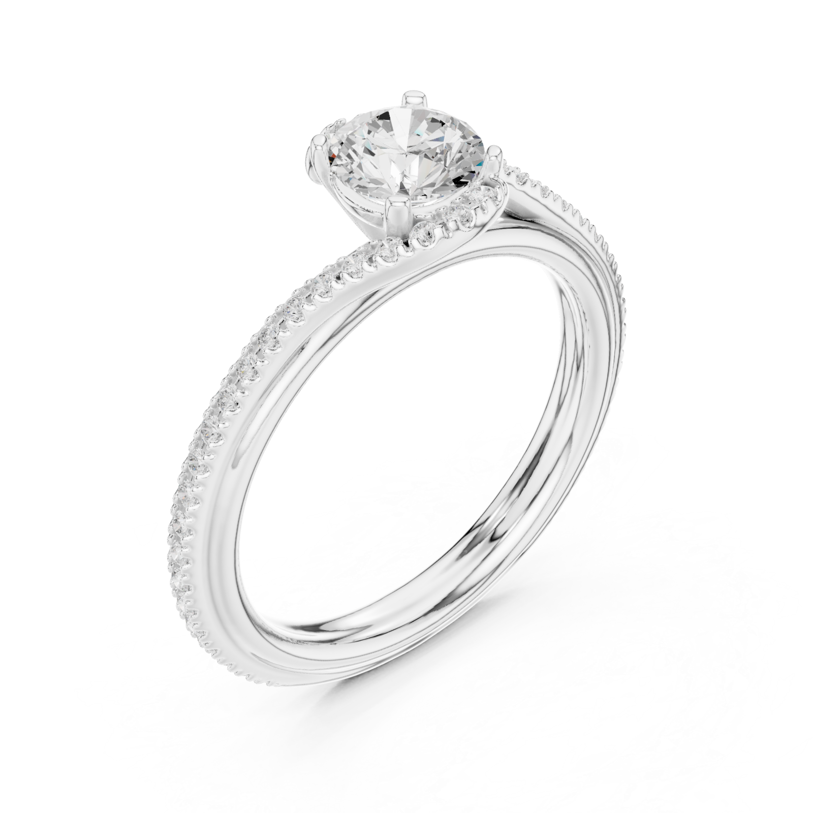  White Gold Radiant Whisper Duo Band Solitaire Ring Right View