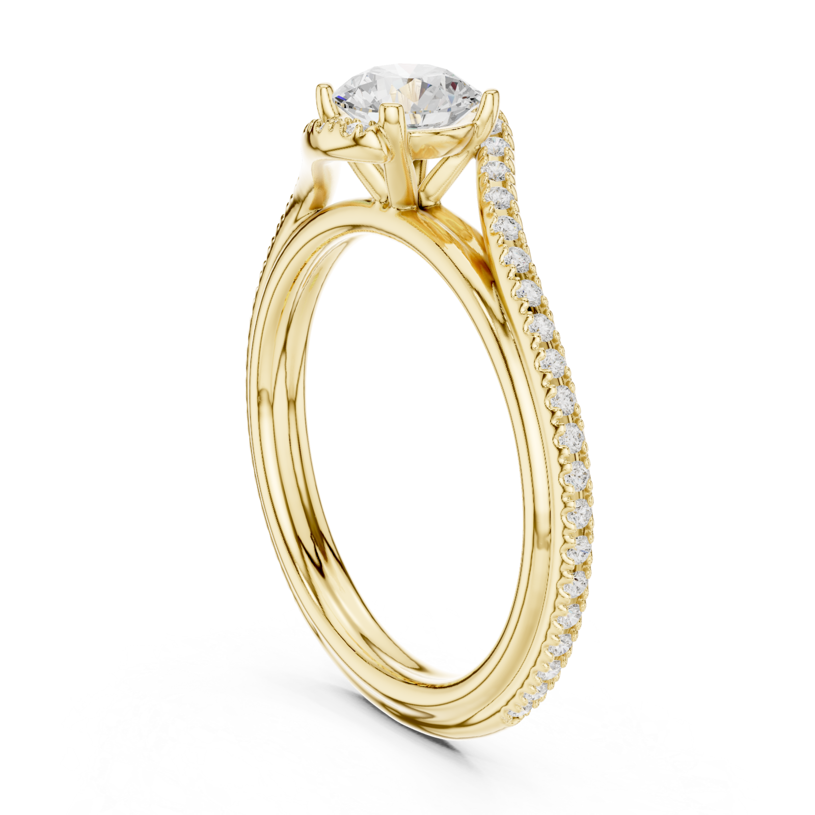  Gold Radiant Whisper Duo Band Solitaire Ring Left View