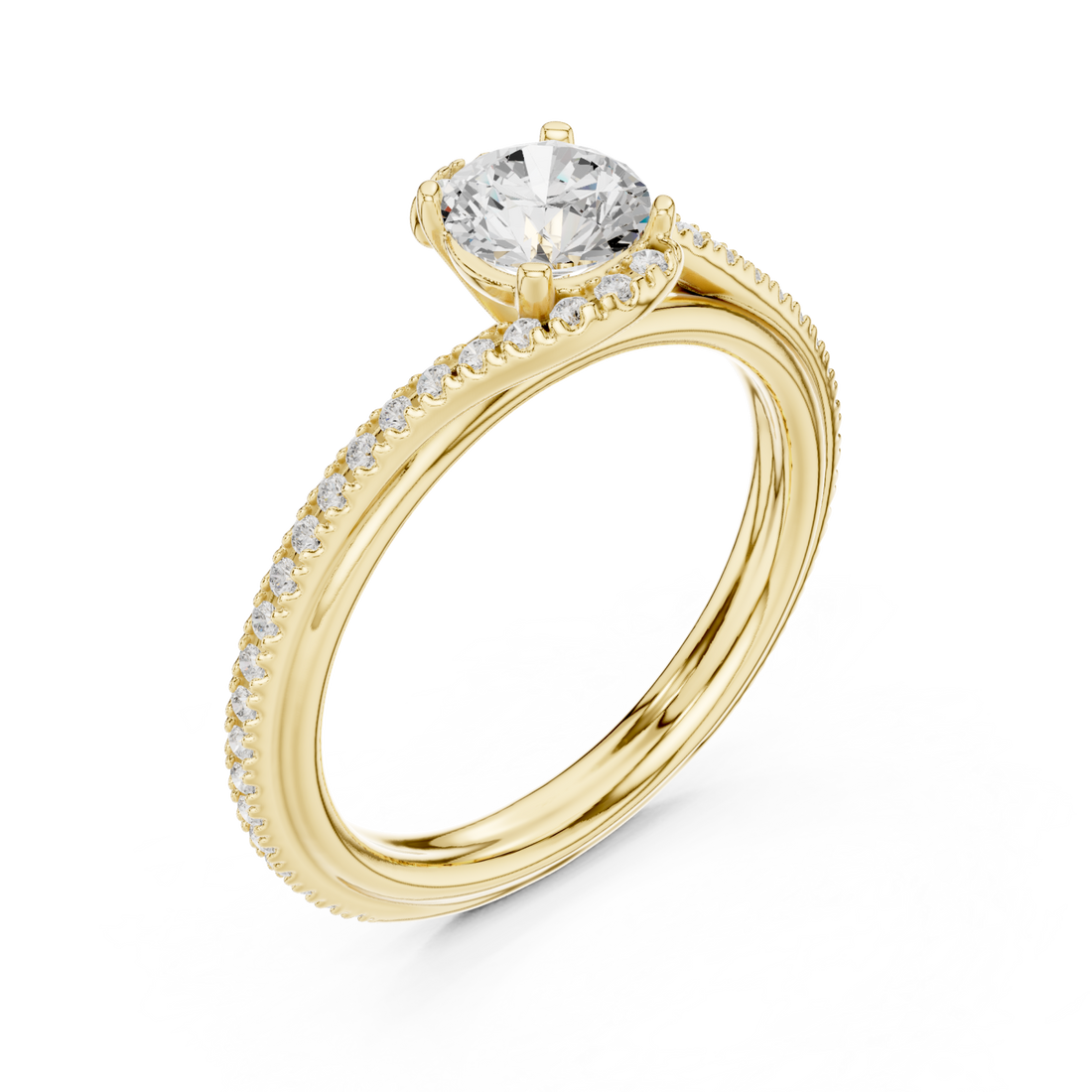 Gold Radiant Whisper Duo Band Solitaire Ring Right View