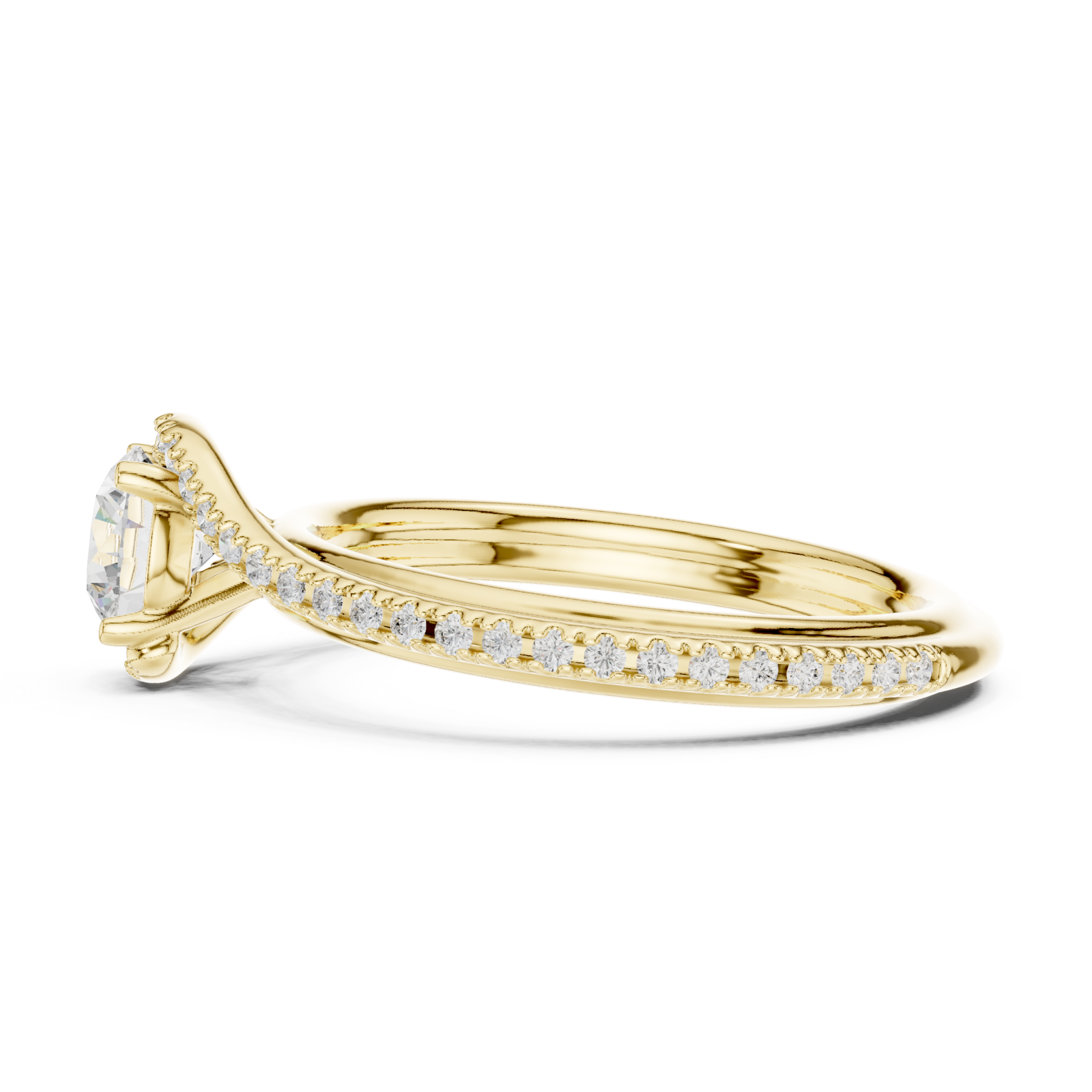 Gold Radiant Whisper Duo Band Solitaire Ring Side View