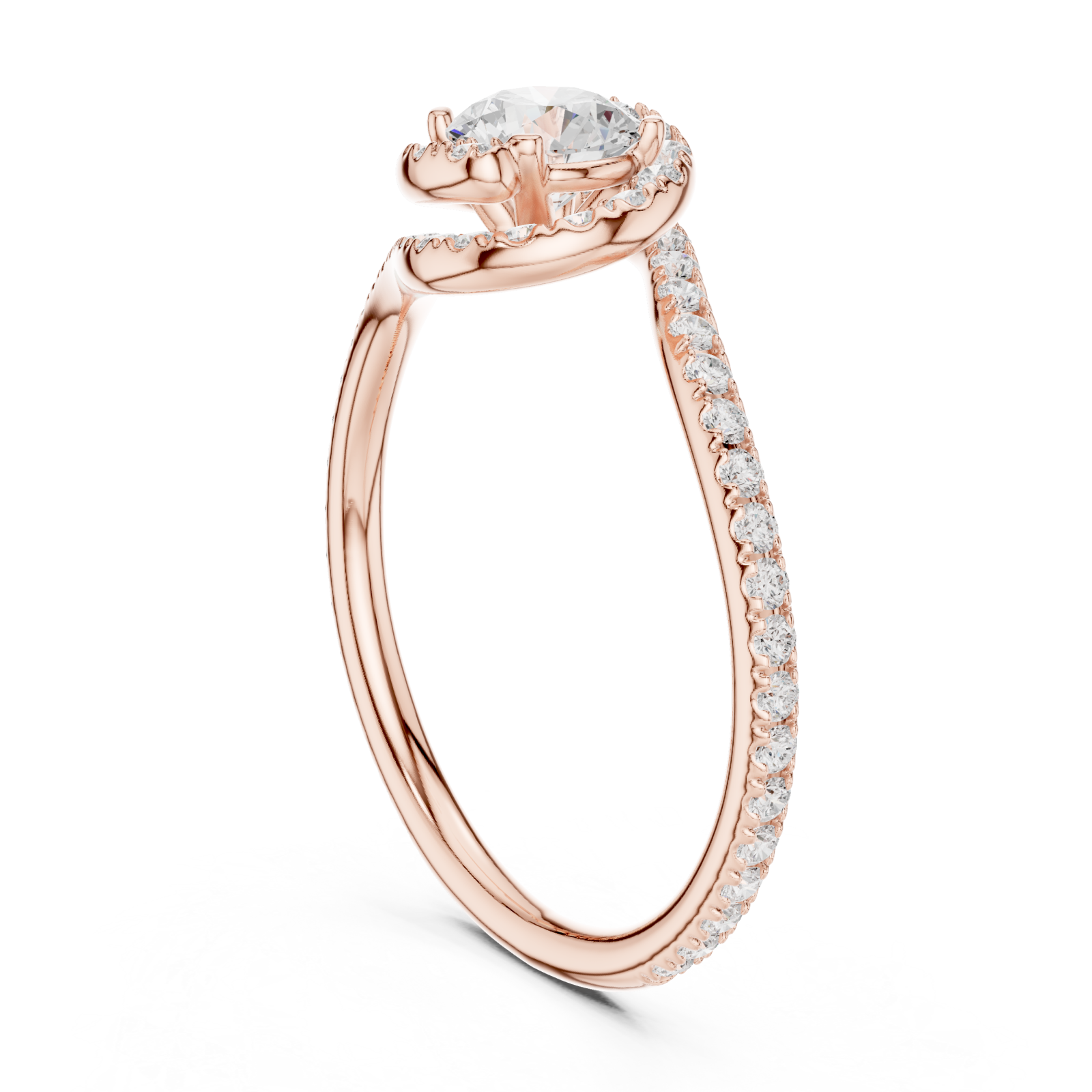  Rose Gold Luminous Heartline Grace Band Left View