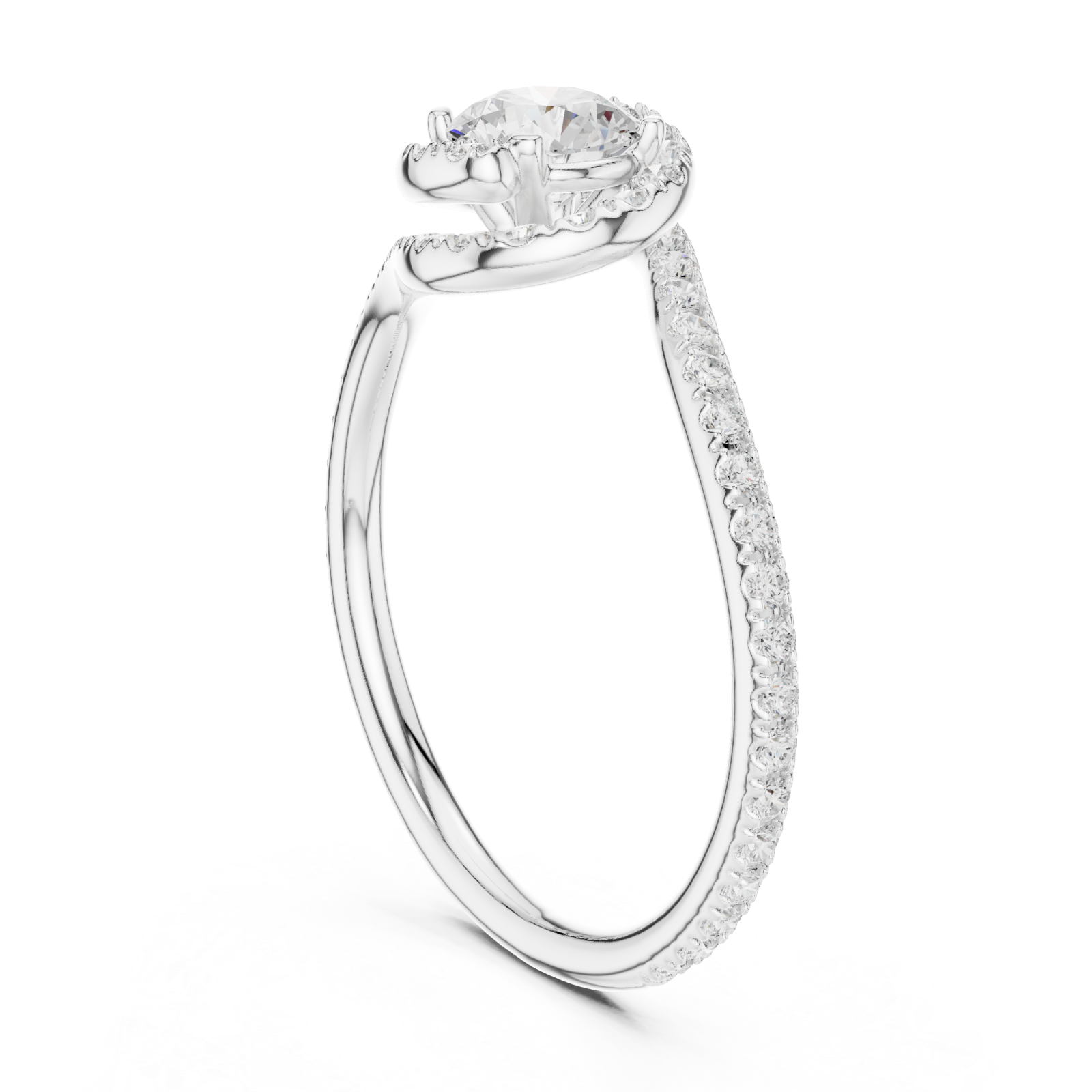  White Gold Luminous Heartline Grace Band Left View