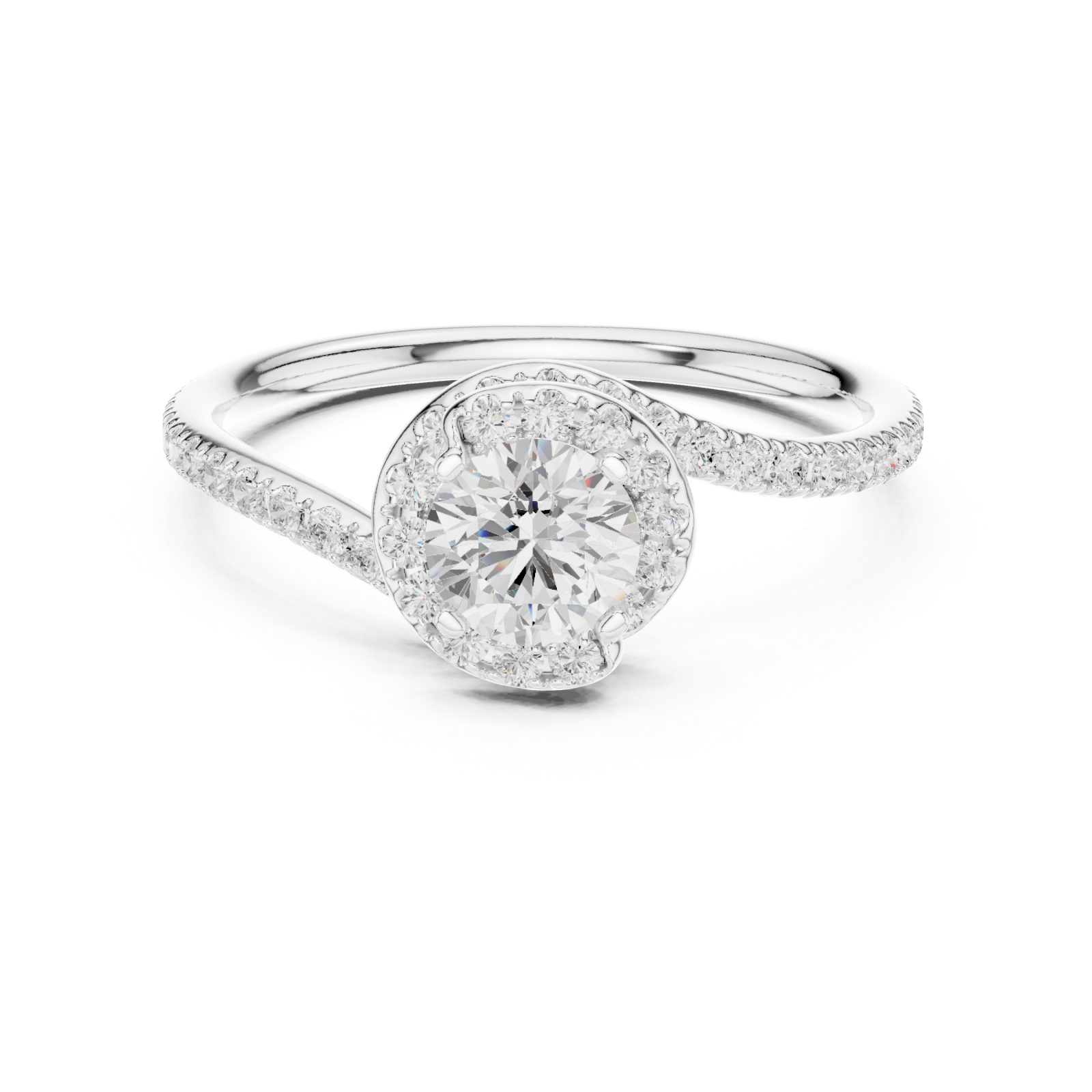  White Gold Luminous Heartline Grace Band Front View