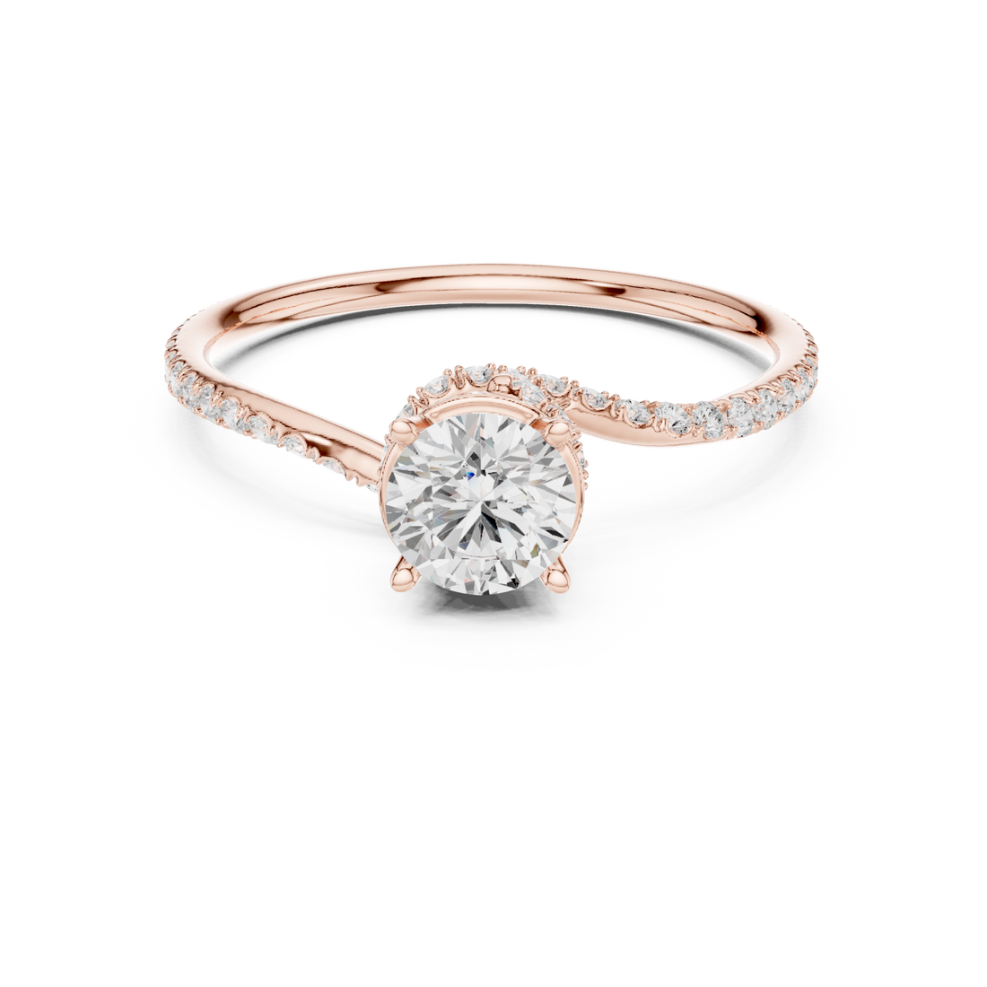  Rose Gold Eclipse Twist Solitaire Ring Right View