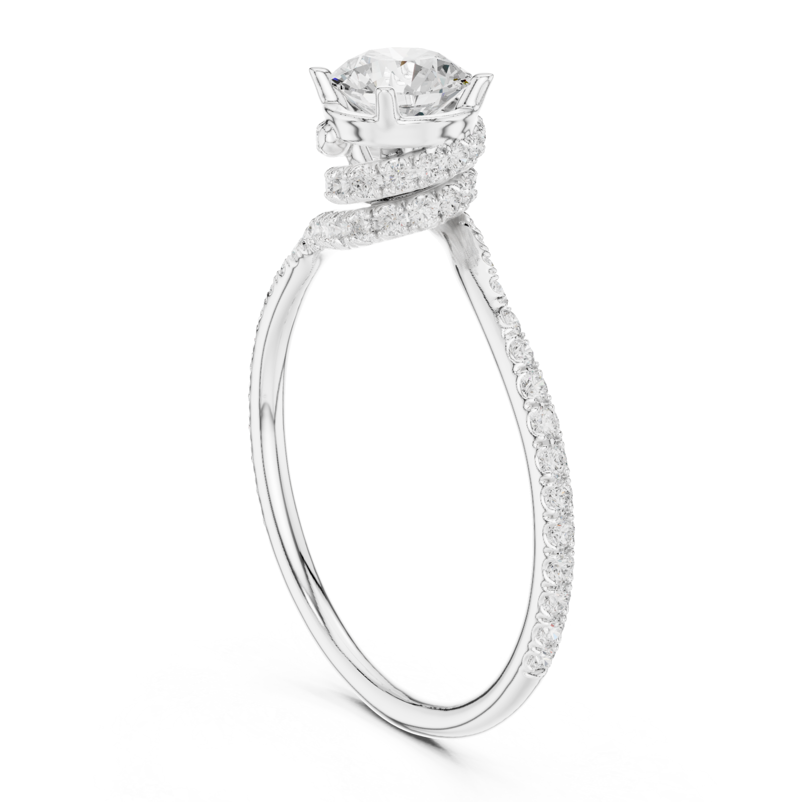  White Gold Eclipse Twist Solitaire Ring Left View