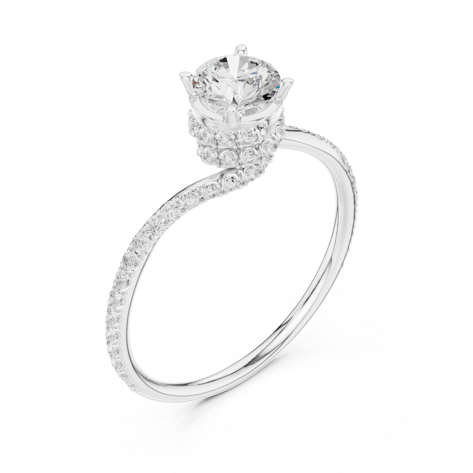  White Gold Eclipse Twist Solitaire Ring Right View