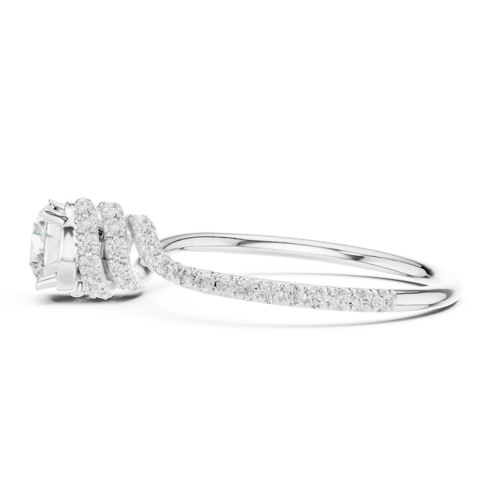  White Gold Eclipse Twist Solitaire Ring Side View
