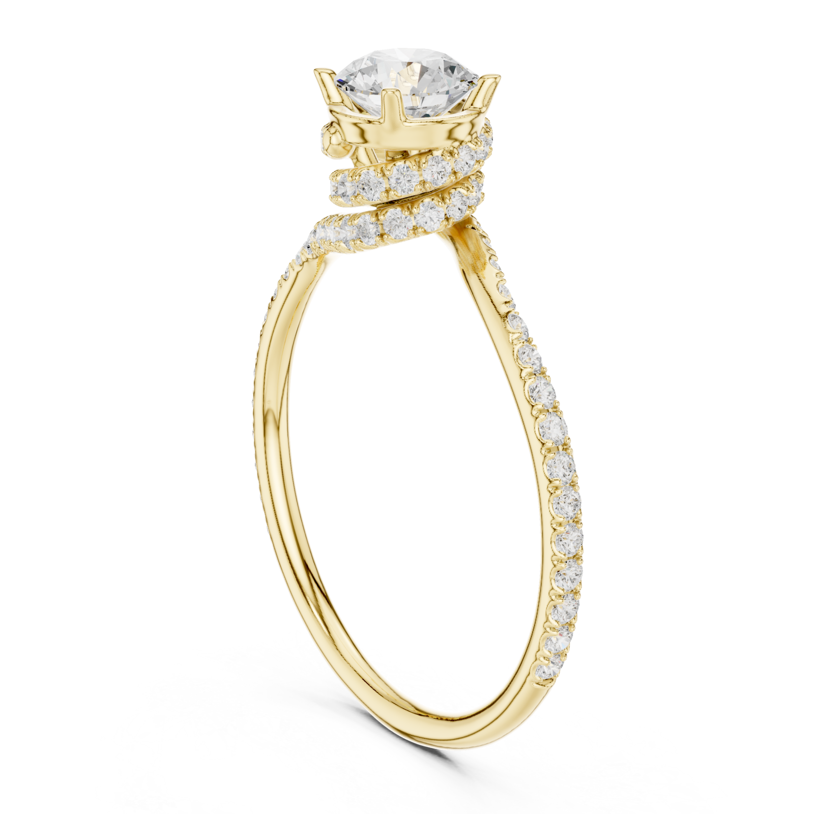  Gold Eclipse Twist Solitaire Ring Left View