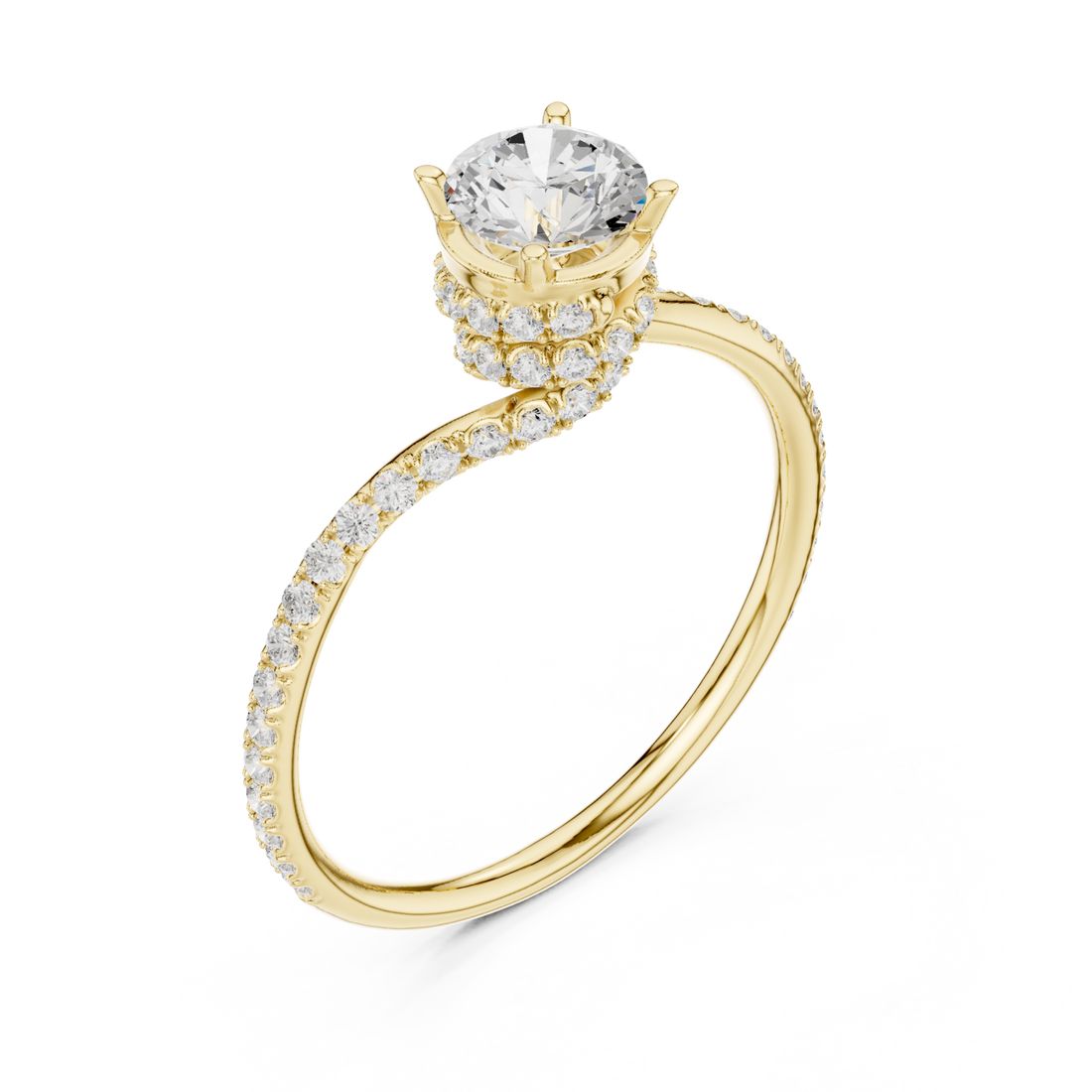 Gold Eclipse Twist Solitaire Ring Right View
