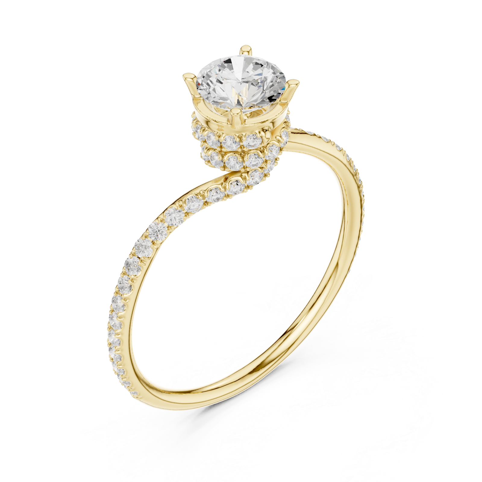 Gold Eclipse Twist Solitaire Ring Right View
