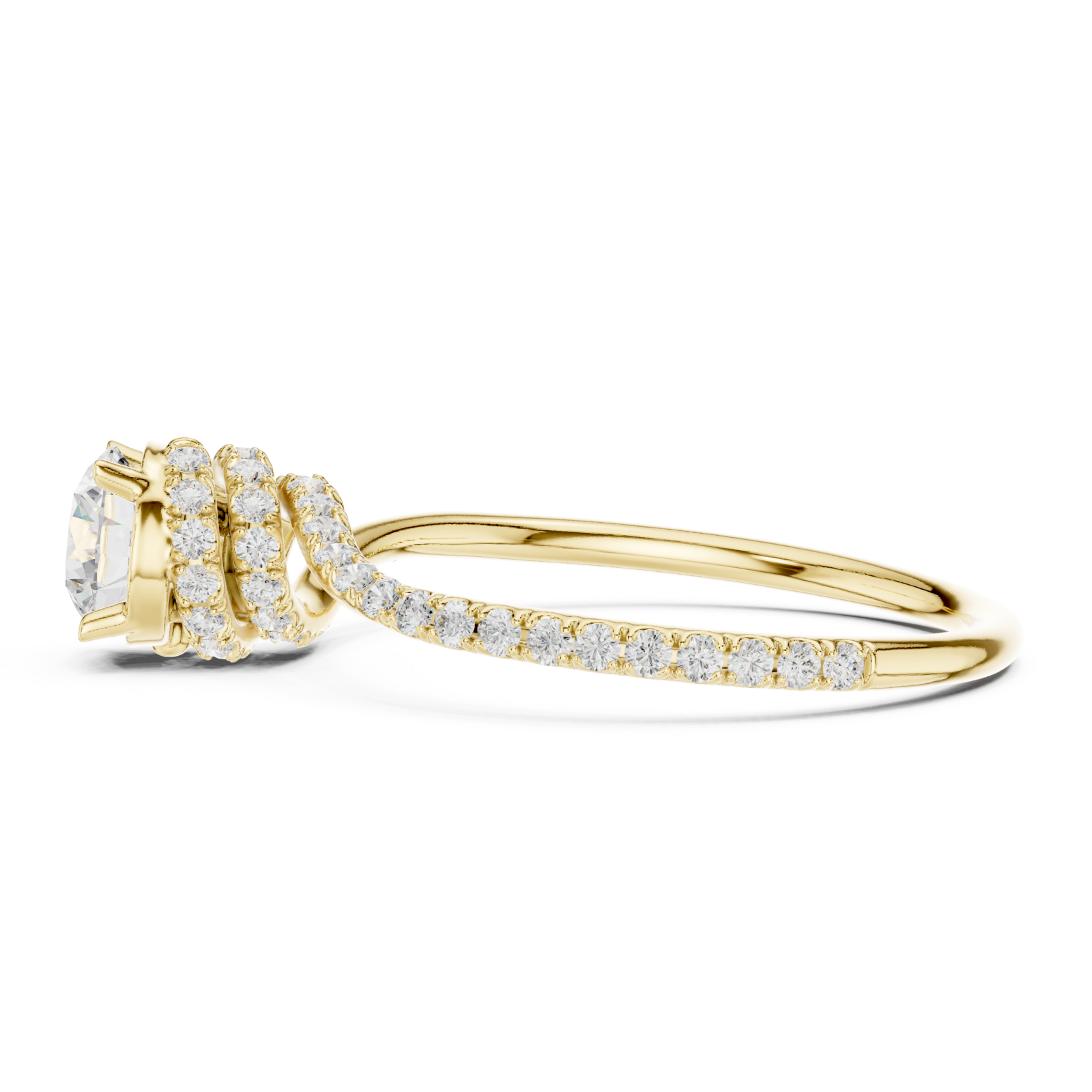  Gold Eclipse Twist Solitaire Ring Side View
