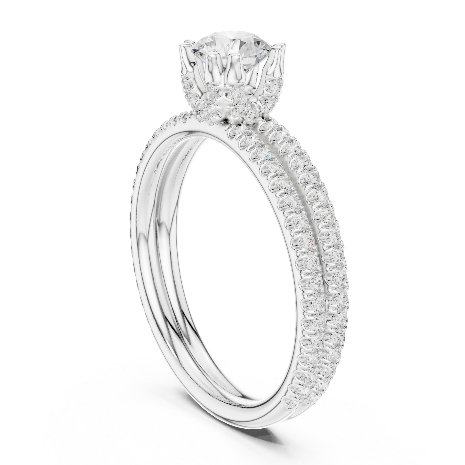 White Gold Sunlit Embrace Harmony Ring Left View
