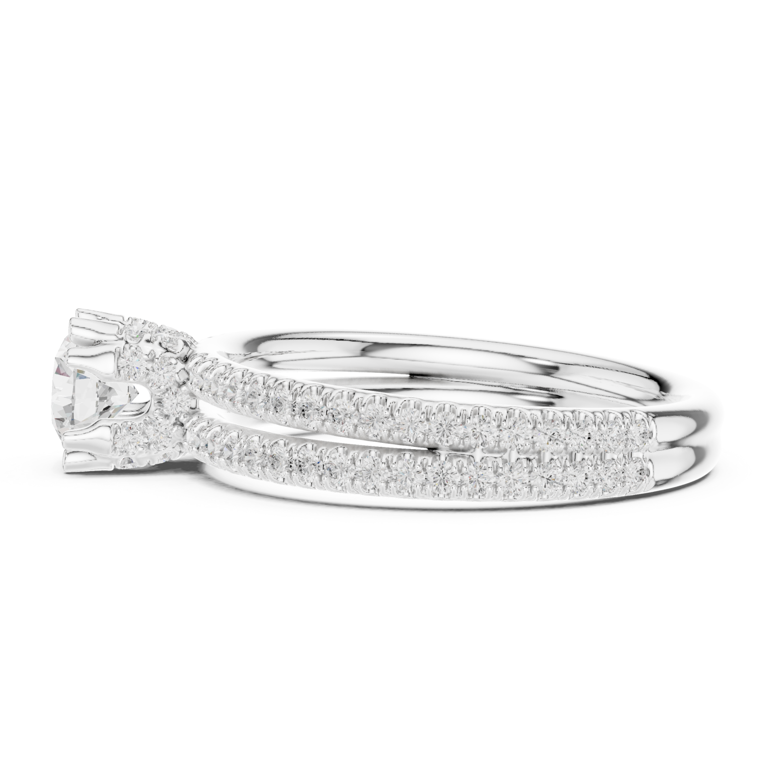  White Gold Sunlit Embrace Harmony Ring Side View