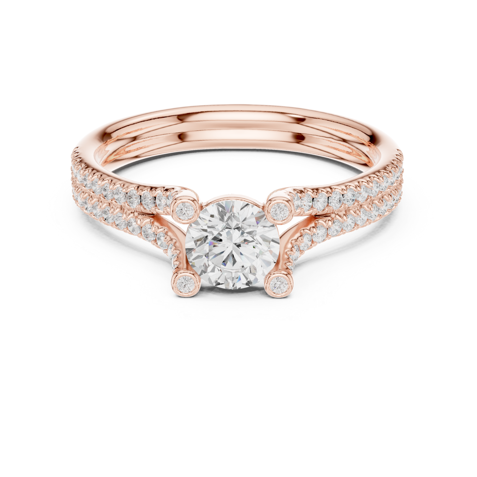  Rose Gold Starlit Curve Enchantment Eternity Band Front View